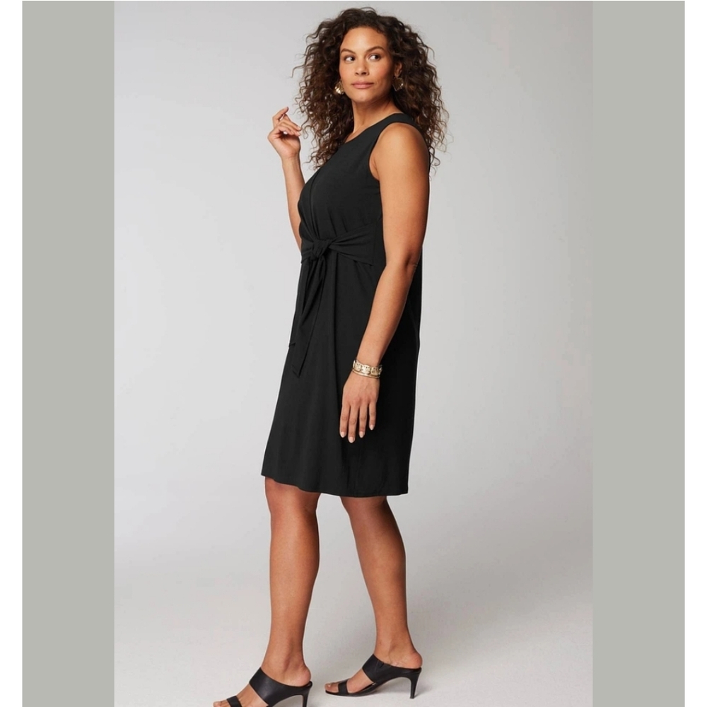 J.Jill Wearever Collection Tie-Waist Elegant Black Sleeveless Dress Size Medium - Picture 9 of 15